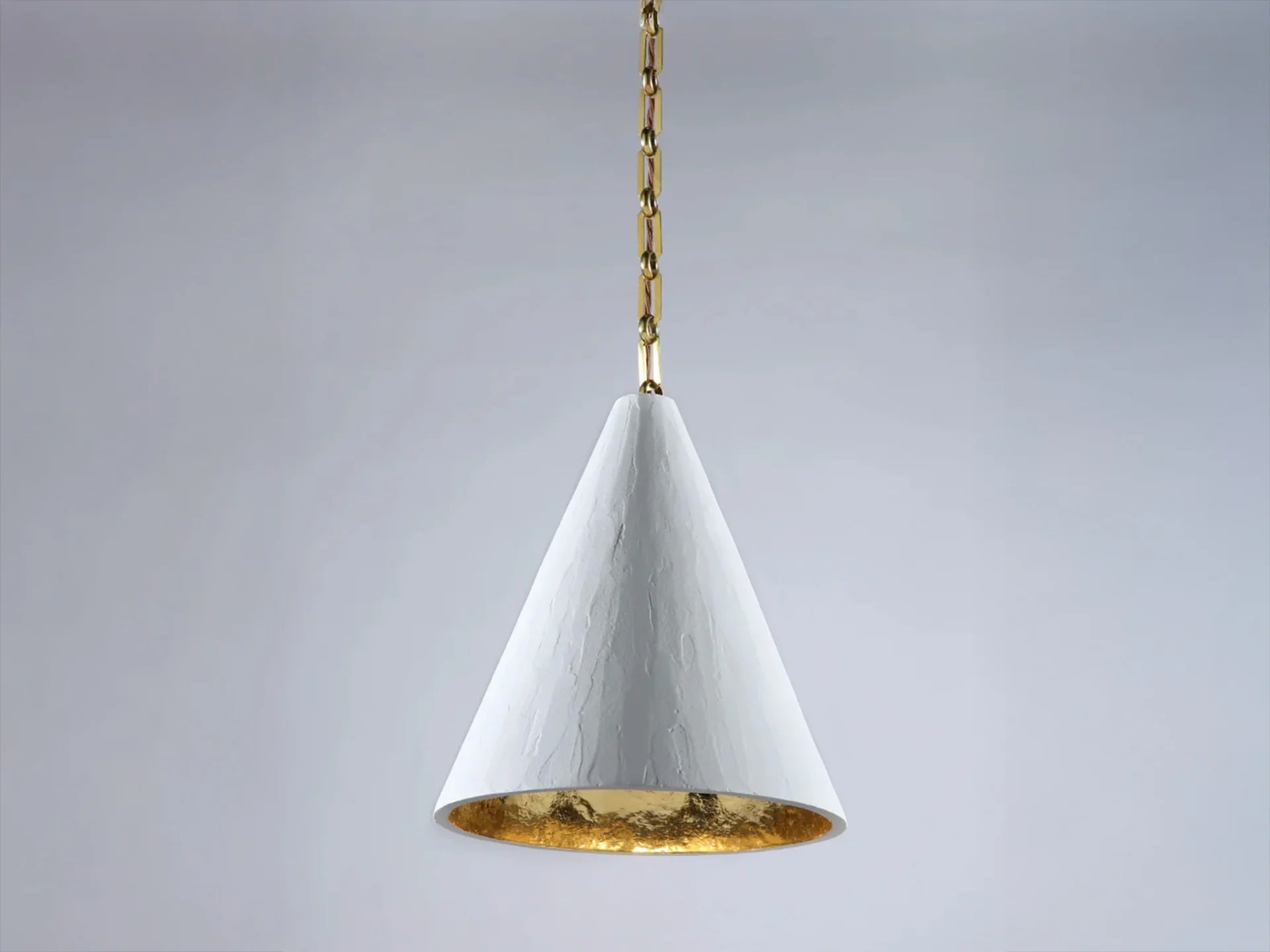 GILDED PLASTER CONE HANGING LIGHT