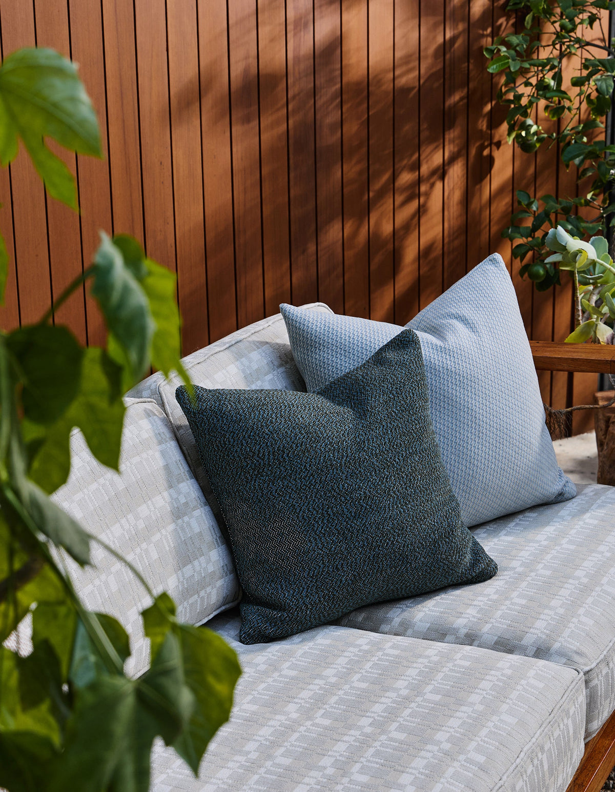 Indoor-Outdoor Commune Shaker Plaid in Cloud