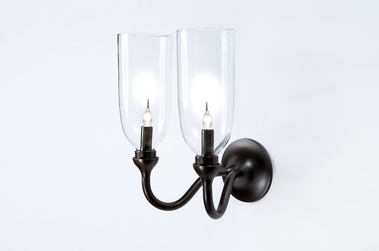 CURVED DOUBLE ARM WALL LIGHT